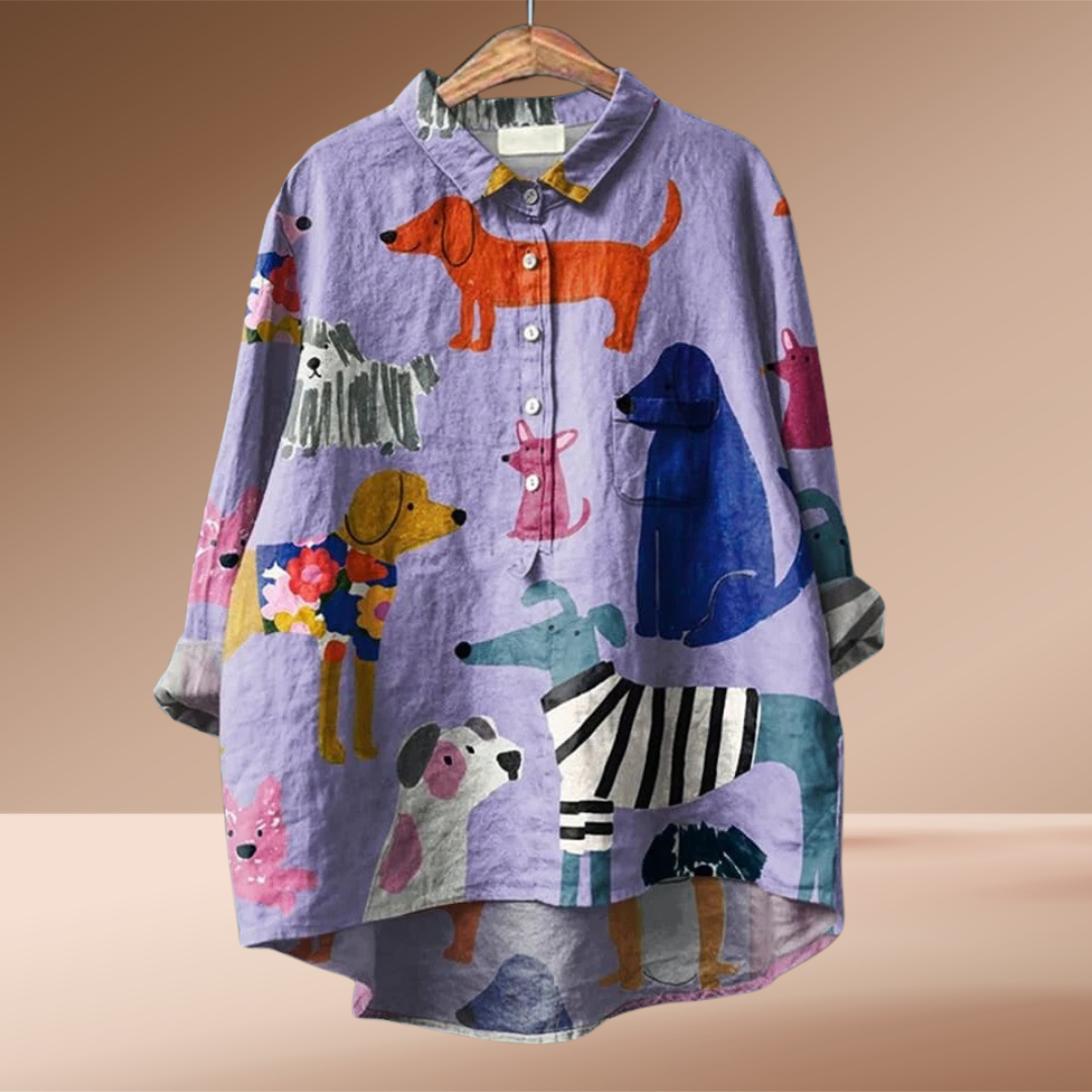 Kathrin™ Exclusive women's T-shirt with artistic dog print