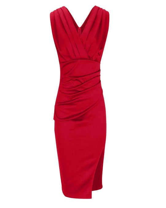 Date™ Isa Fitted Dress with V-Neckline and Slit
