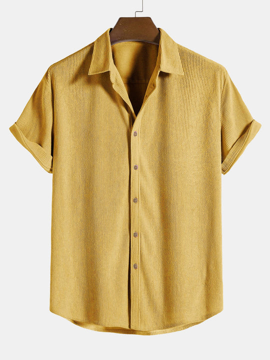 Short Sleeve Corduroy Button Up Shirt & Shorts