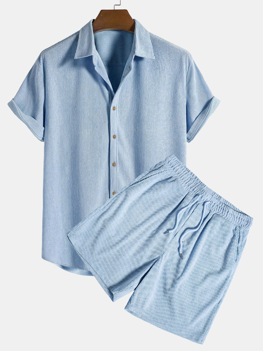Short Sleeve Corduroy Button Up Shirt & Shorts