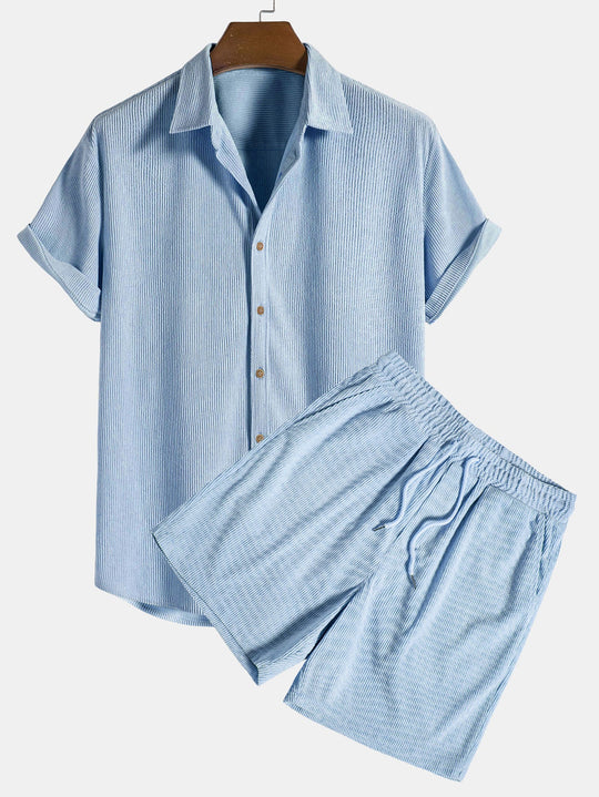 Short Sleeve Corduroy Button Up Shirt & Shorts