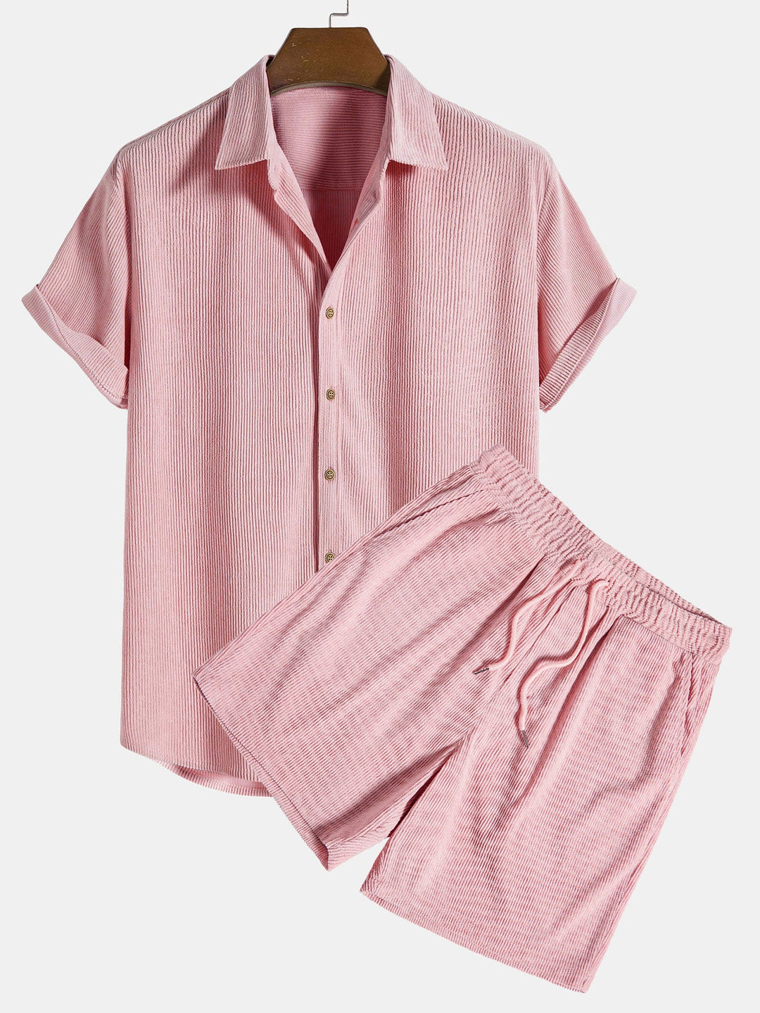 Short Sleeve Corduroy Button Up Shirt & Shorts