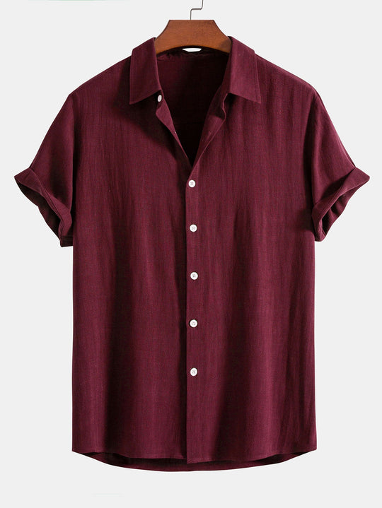 Linen rayon blend button up shirt and straight leg linen pants