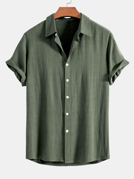 Linen rayon blend button up shirt and straight leg linen pants