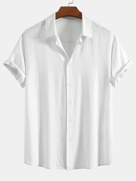 Linen rayon blend button up shirt and straight leg linen pants