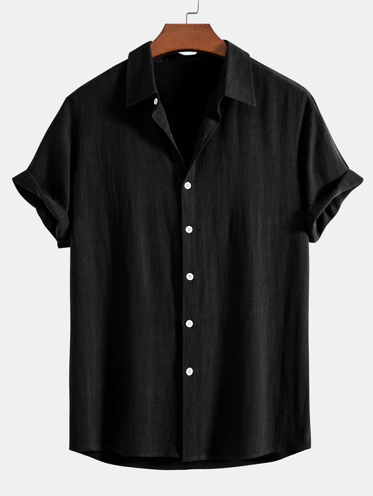 Linen rayon blend button up shirt and straight leg linen pants