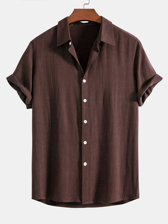 Linen rayon blend button up shirt and straight leg linen pants
