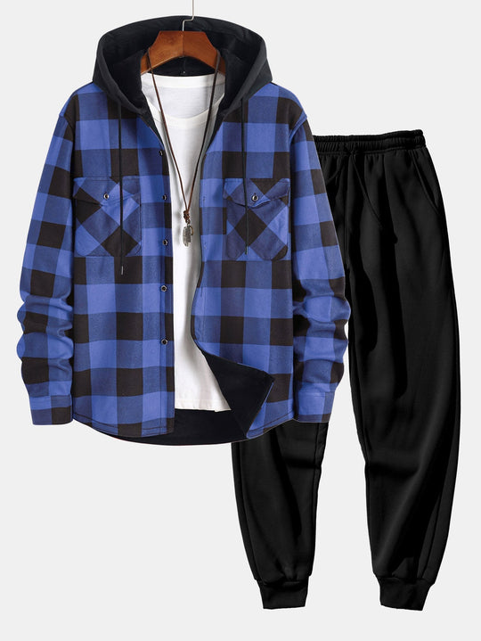 Laurent™ - Flannel Hooded Shirt & Jogging Pants