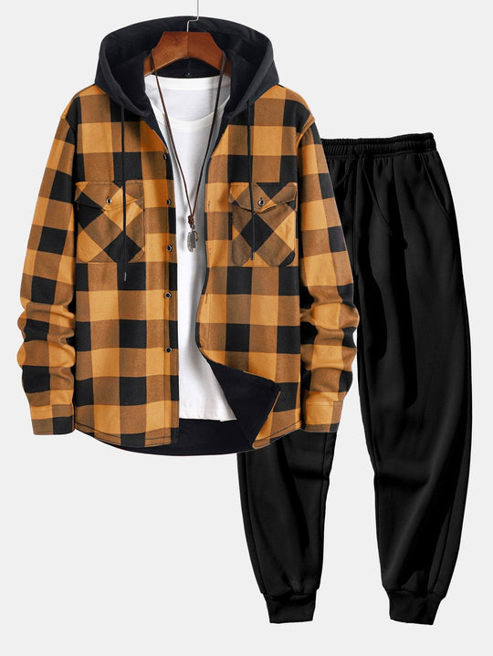 Laurent™ - Flannel Hooded Shirt & Jogging Pants