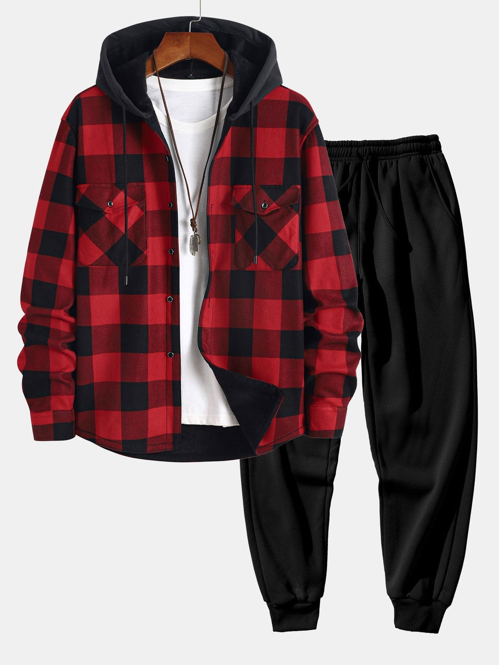 Laurent™ - Flannel Hooded Shirt & Jogging Pants