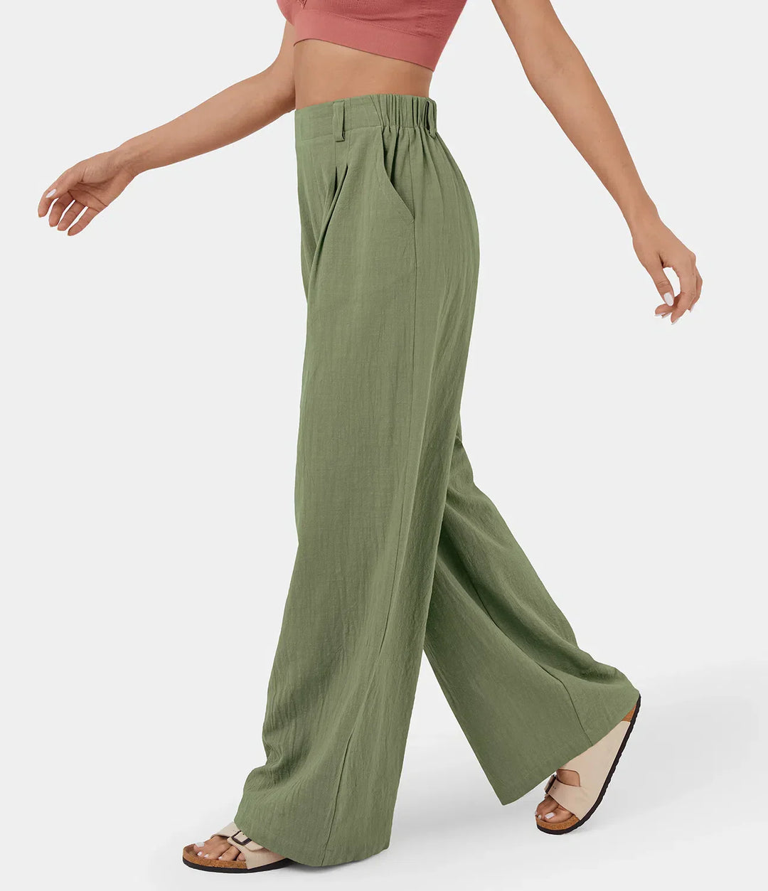 Flowy Solid Palazzo Pants With Side Pockets