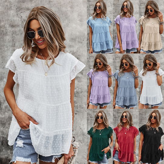 Multi Layered Frilled Short Sleeve Blouse