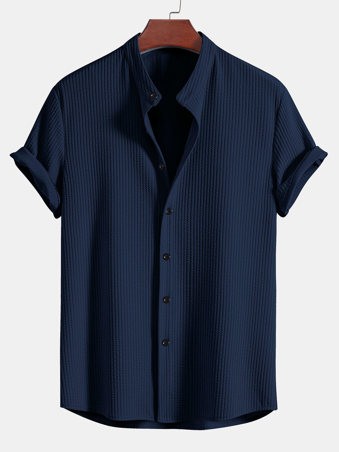 Muscle Fit ribbed Light brown collar shirt