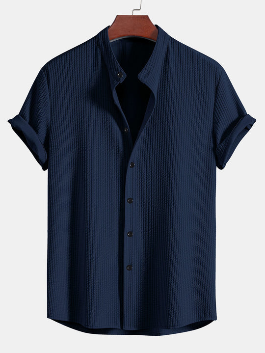 Muscle Fit ribbed Light brown collar shirt
