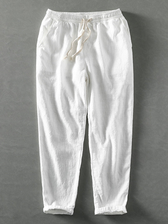 Geometric Jacquard Cuban shirt and linen cotton blend cropped pants