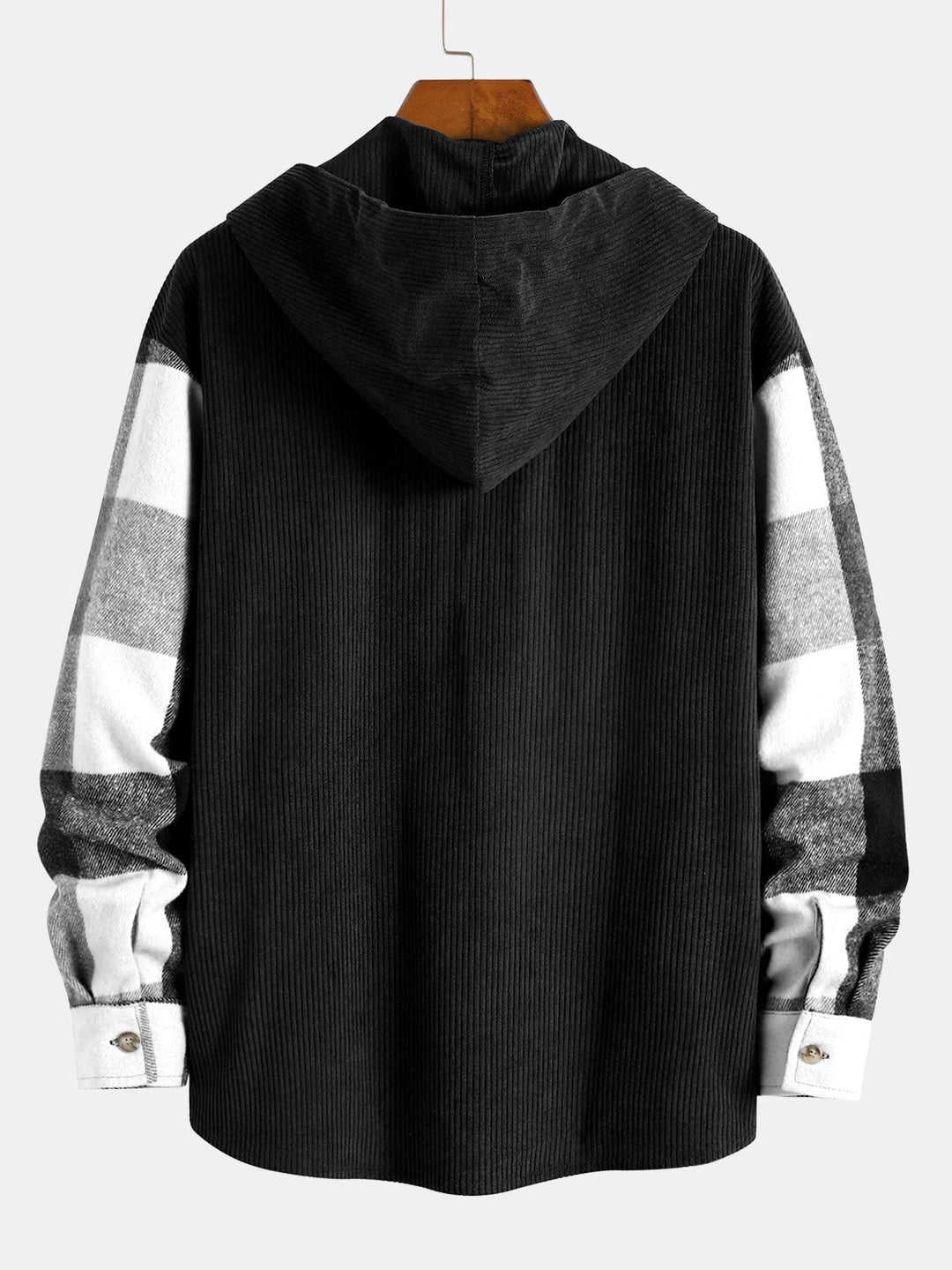 Laurent™ - Hooded flannel and corduroy patchwork shirt
