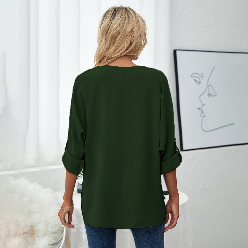 Long Sleeves V Neck Semi Formal Shirt
