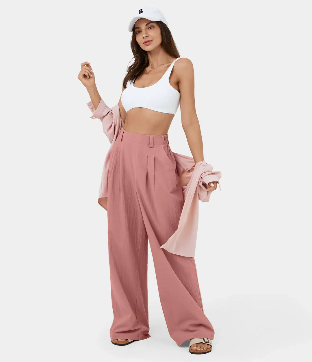 Flowy Solid Palazzo Pants With Side Pockets