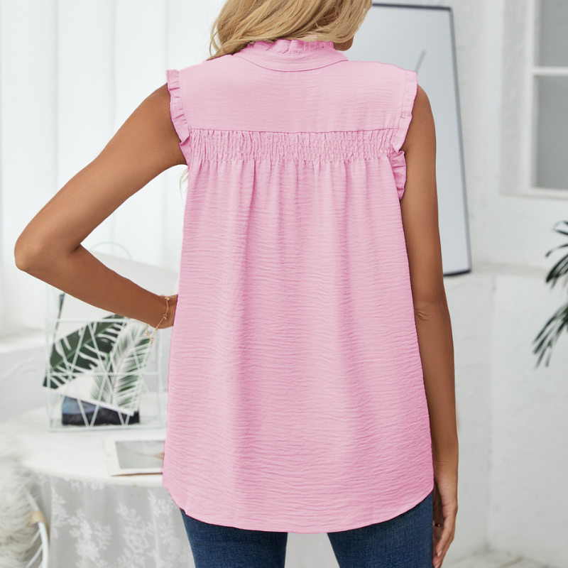 Semi-Casual Sleeveless Meridian Collar Blouse