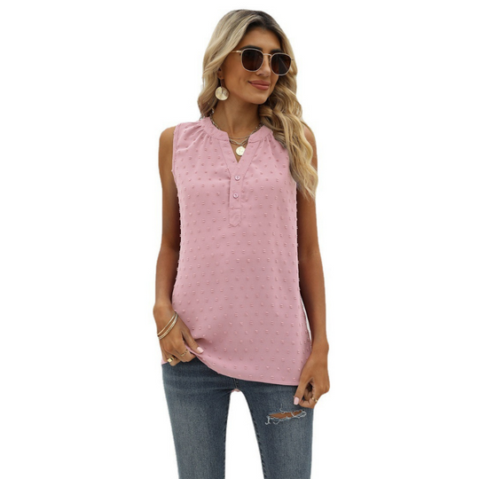 V Neck sleeveless Textured Blouse