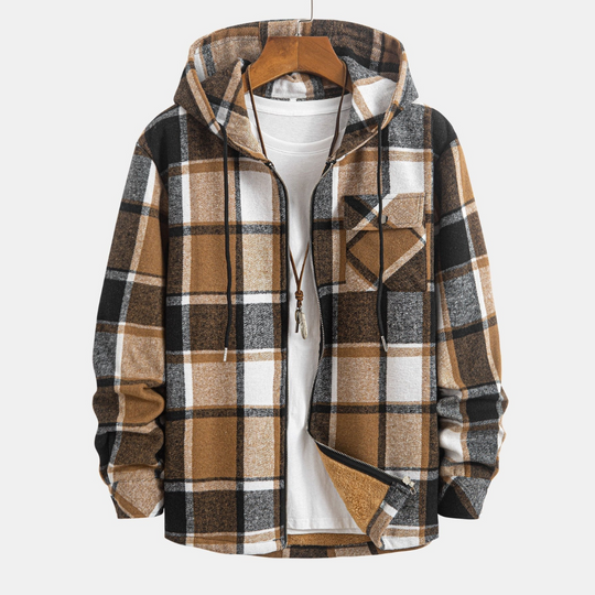 Laurent™ - Teddy-lined flannel hooded shirt