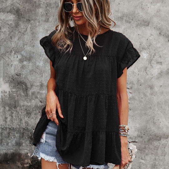 Multi Layered Frilled Short Sleeve Blouse