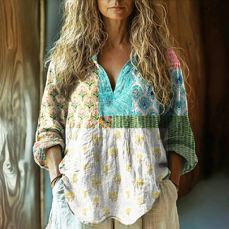Amelia™ Vintage Floral Print Blouse