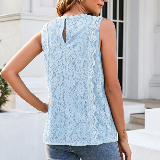 Sleeve Less Knitted Laced Blouse