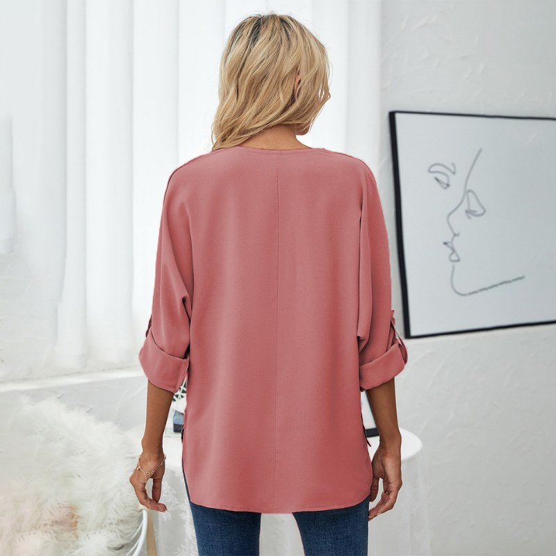 Long Sleeves V Neck Semi Formal Shirt