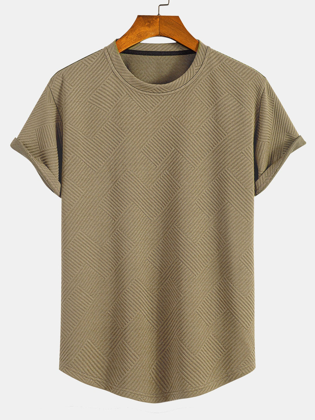 Short sleeve stripe jacquard bow hem T-Shirt