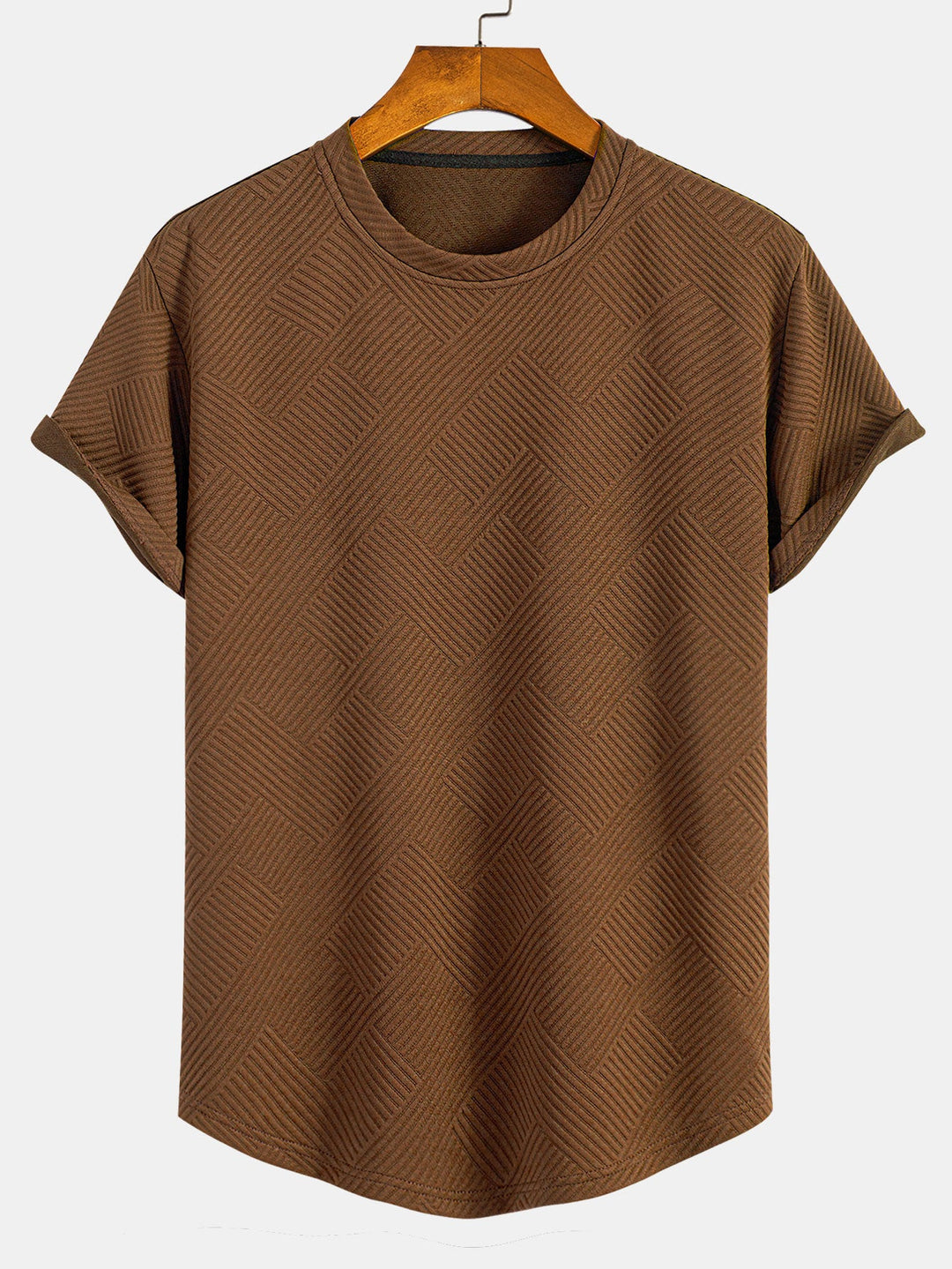 Short sleeve stripe jacquard bow hem T-Shirt