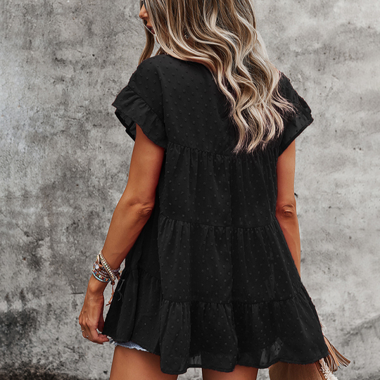 Multi Layered Frilled Short Sleeve Blouse