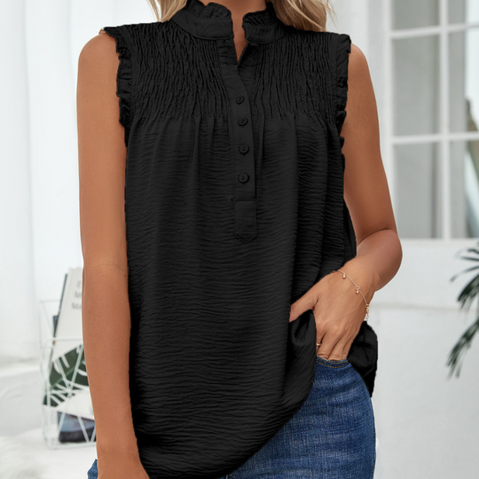 Semi-Casual Sleeveless Meridian Collar Blouse