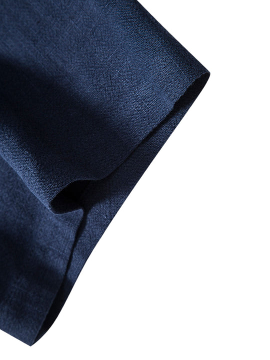Linen rayon blend button up shirt and straight leg linen pants
