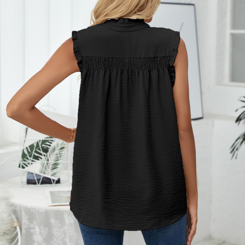 Semi-Casual Sleeveless Meridian Collar Blouse