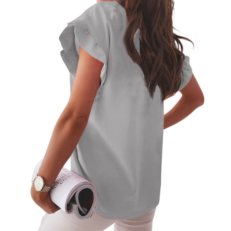 Ruffled Short Sleeve Semi Formal Shirt