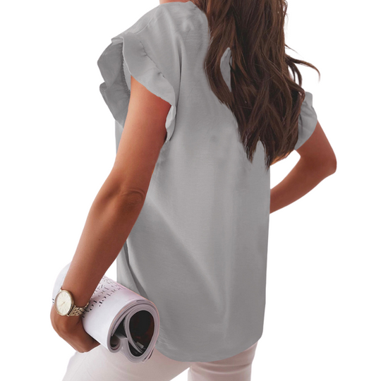 Ruffled Short Sleeve Semi Formal Shirt