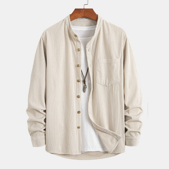 Laurent™ - Corduroy shirt with stand-up collar