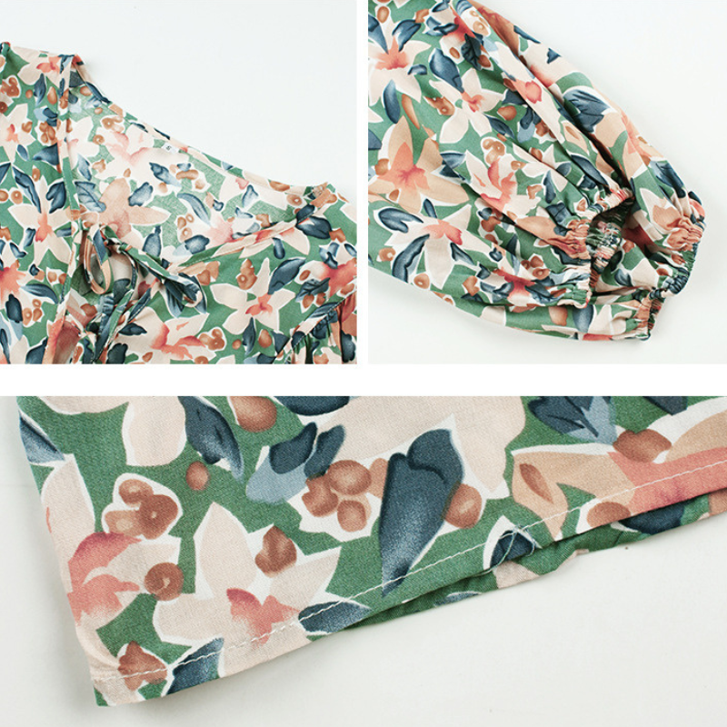 Hawaiian Print Flared Bottom Blouse