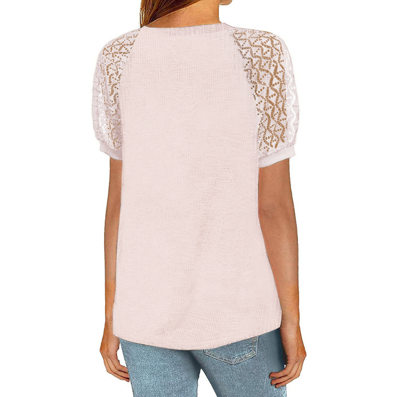 Laced Short Sleeves Blouse