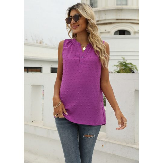 V Neck sleeveless Textured Blouse