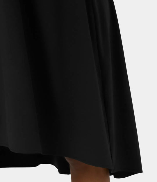 Midi Casual Dress With Backless Racerback And Side Pocket