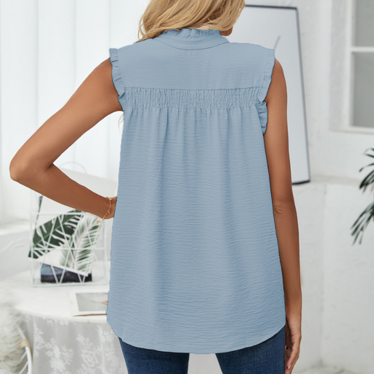 Semi-Casual Sleeveless Meridian Collar Blouse