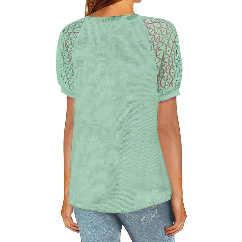 Laced Short Sleeves Blouse