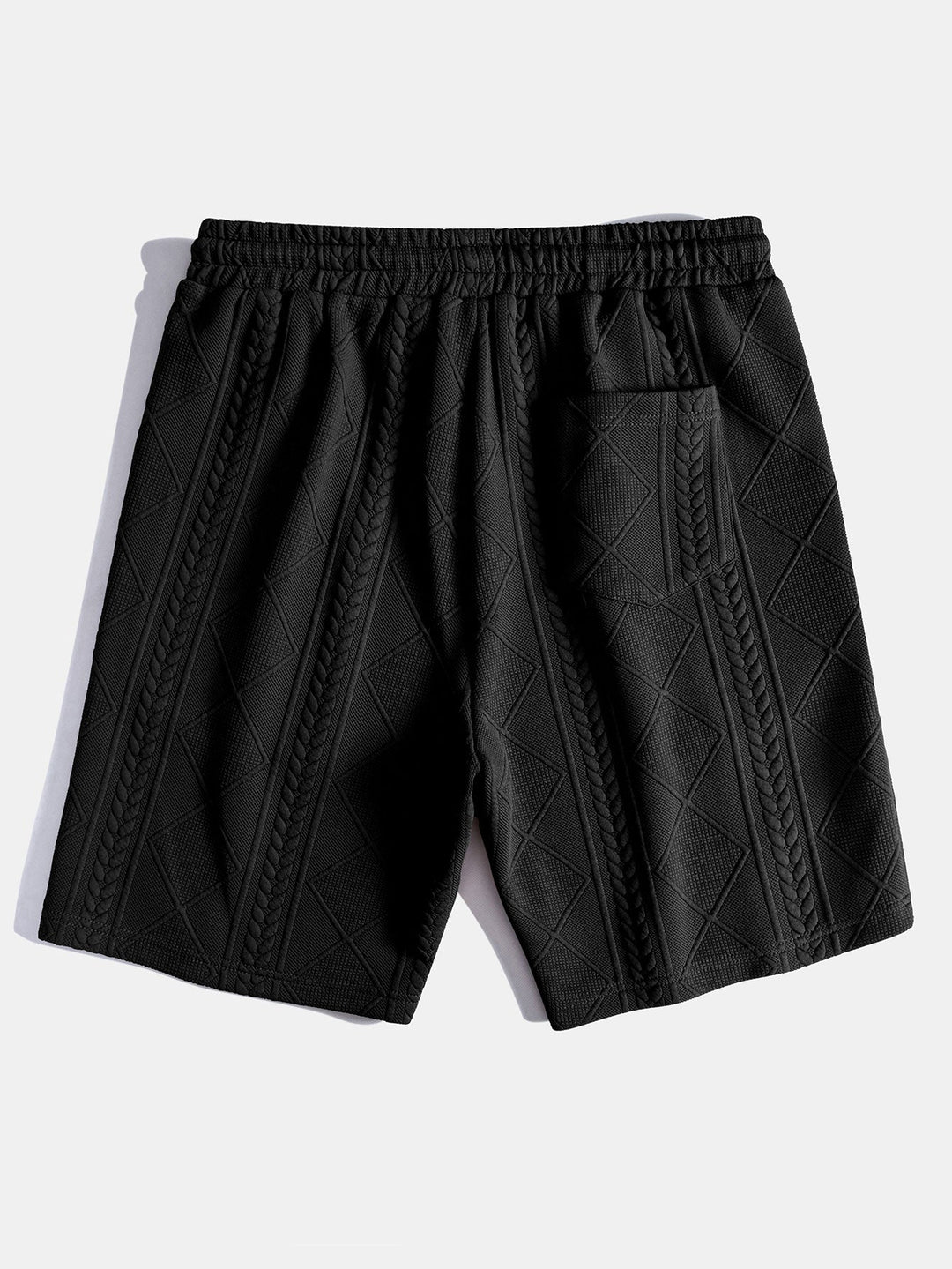 Short sleeve geometric jacquard bow hemT-Shirt& Shorts