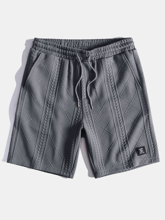 Short sleeve geometric jacquard bow hemT-Shirt& Shorts