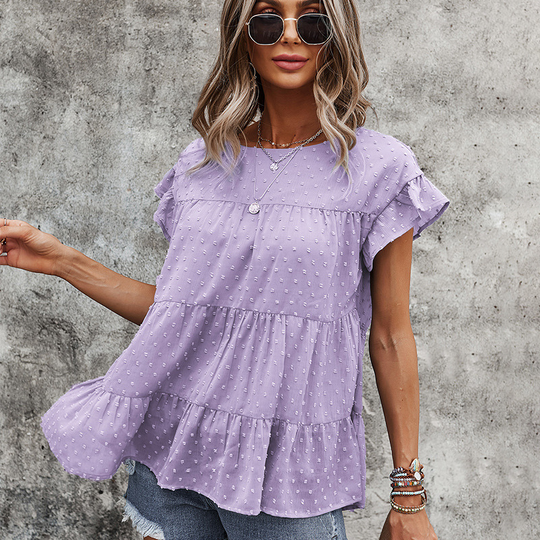 Multi Layered Frilled Short Sleeve Blouse