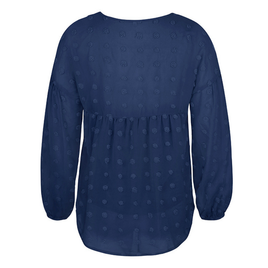 V-Neck Polka Dots Ruffled Blouse