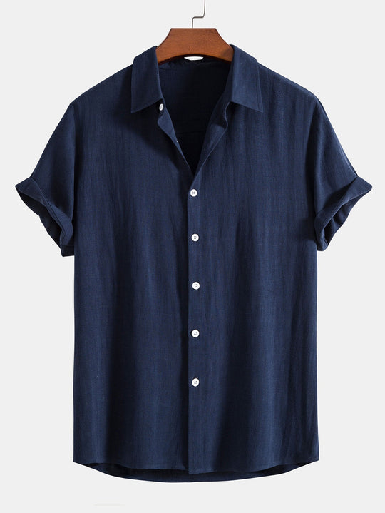 Linen rayon blend button up shirt and straight leg linen pants