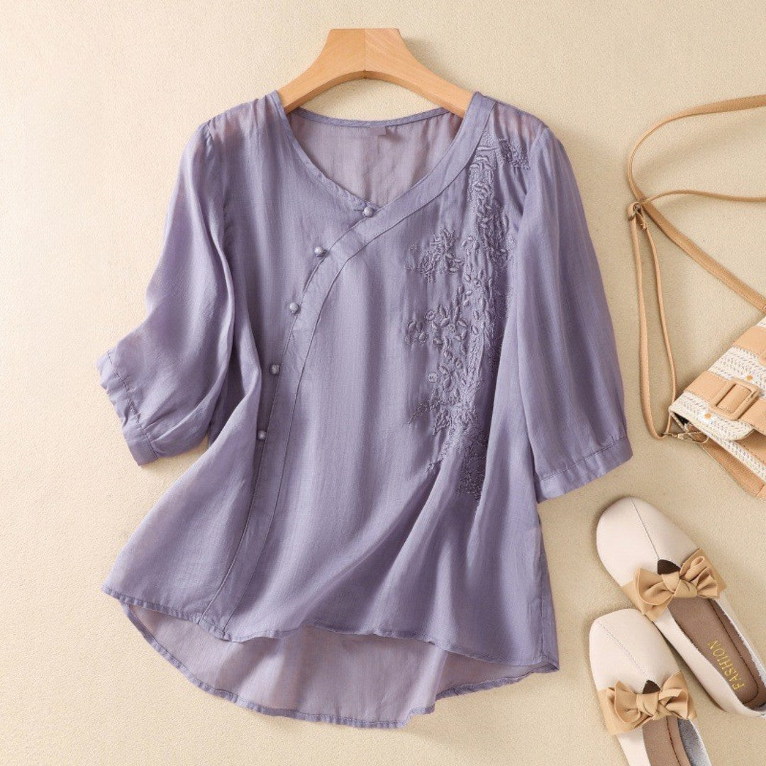 Laurienne™ | Asymmetrical Button Tunic